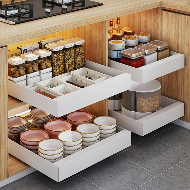 Pull Out Cabinet Organizer for Seasoning Dish and Bowl Storage