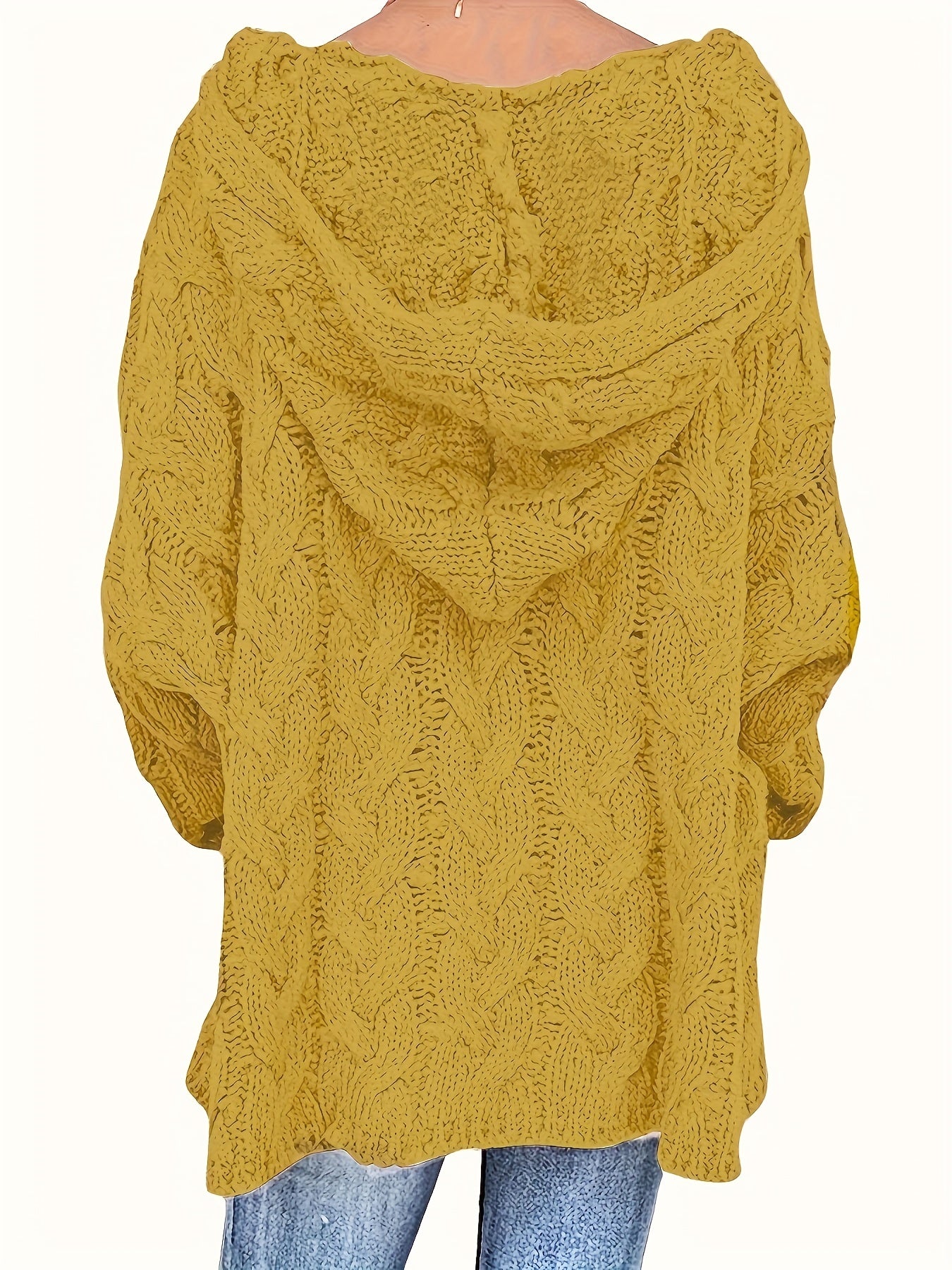  Casual Sweater Women's Solid Hooded Knitted Pullover Jumper