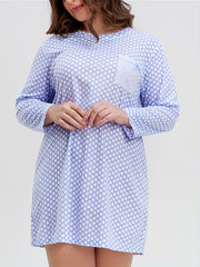  Polka Dot Print Striped Tee Sleep Dress