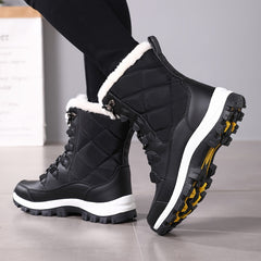 Women's Plush Lined Snow Boots Waterproof Thermal Lace Up Winter Outdoor Shoes