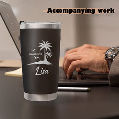 Personalized 20oz Stainless Steel Coffee Mug w/ Lid - Ideal Gift for Men & Women