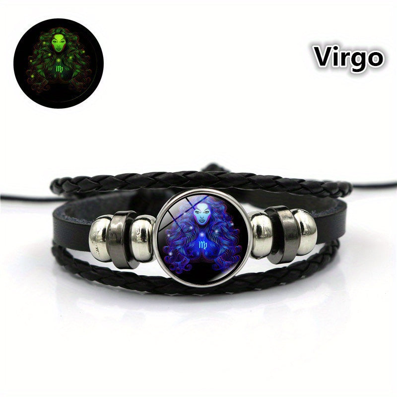 Luminous 12 Constellation Couple Bracelet Multilayer Beaded Braided