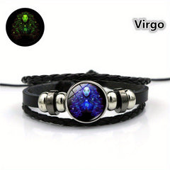 Luminous 12 Constellation Couple Bracelet Multilayer Beaded Braided