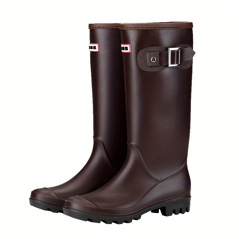 Women's Waterproof High Top Buckle Rain Boots