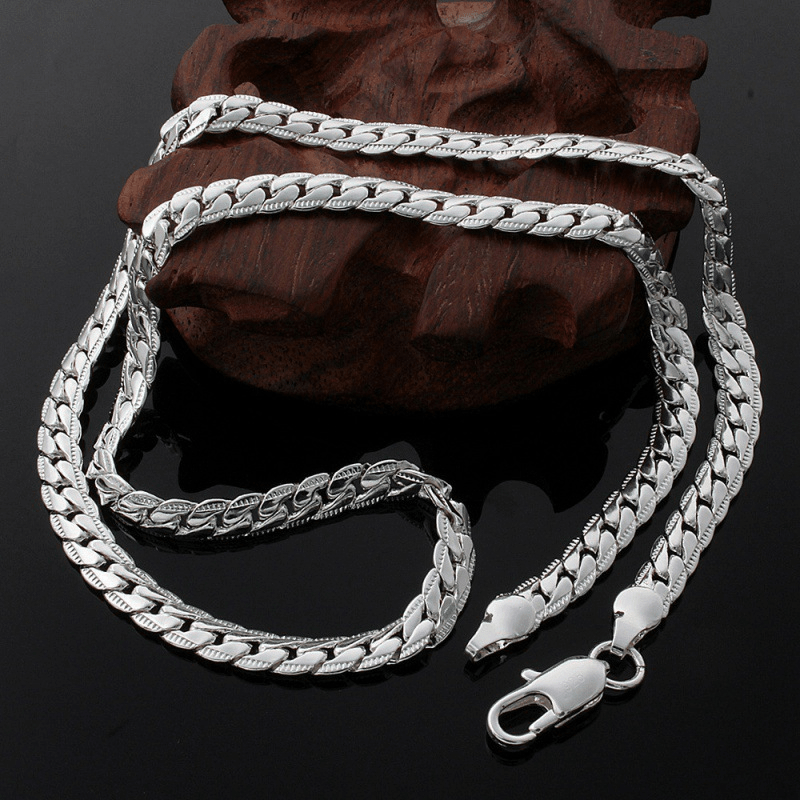 Classic Men's Whip Necklace 5mm Wide Golden Plated Silver for Birthday Party