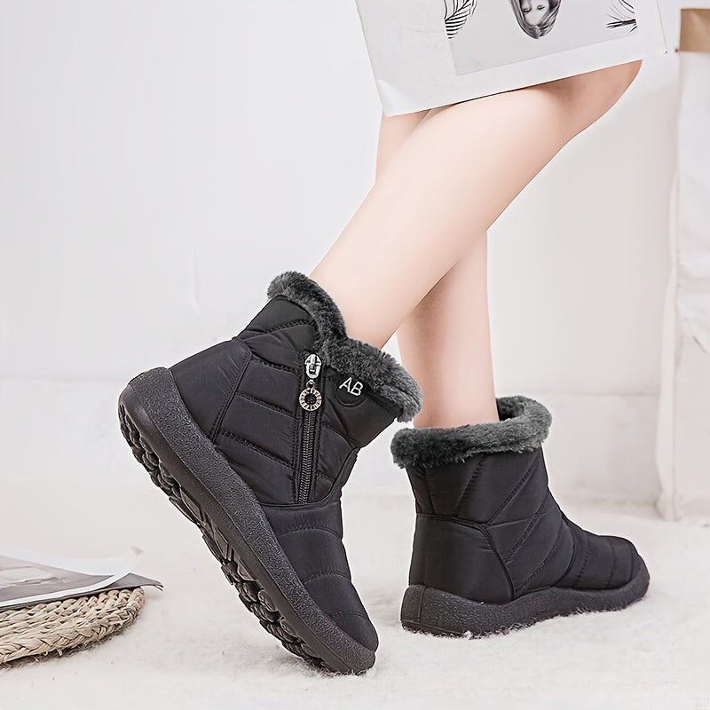 Women's Waterproof Snow Boots Cozy Fleece Lining Warm Winter Ankle Boots