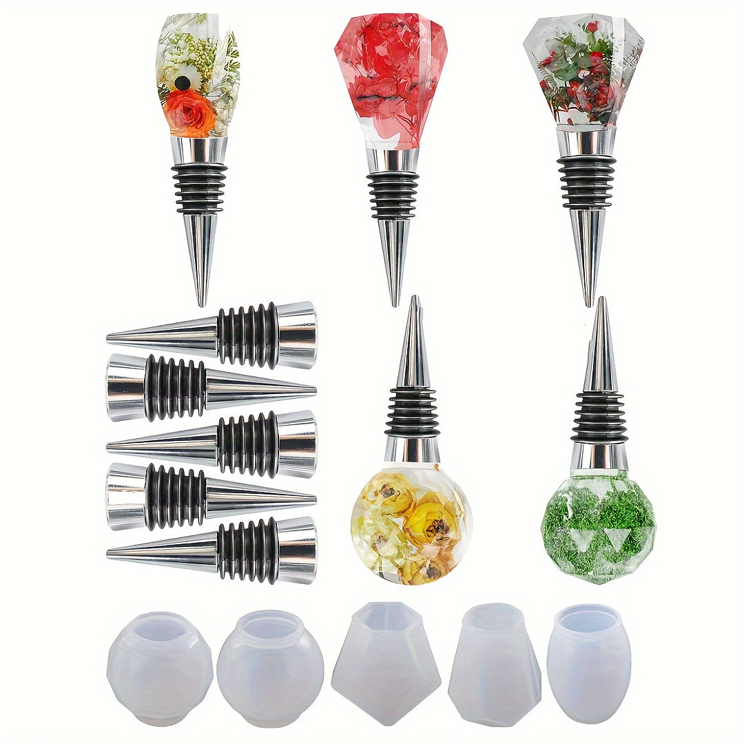 10pcs Resin Wine Bottle Stoppers Silicone Molds Set