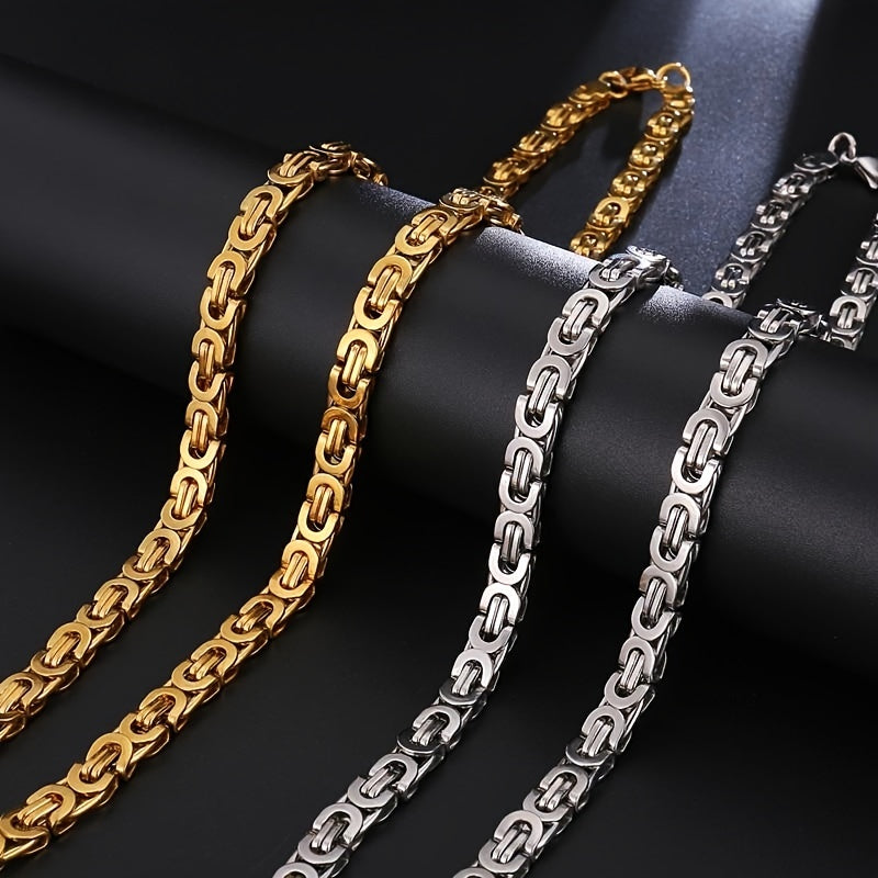 Stainless Steel Funky Flat Chain Necklace for Men
