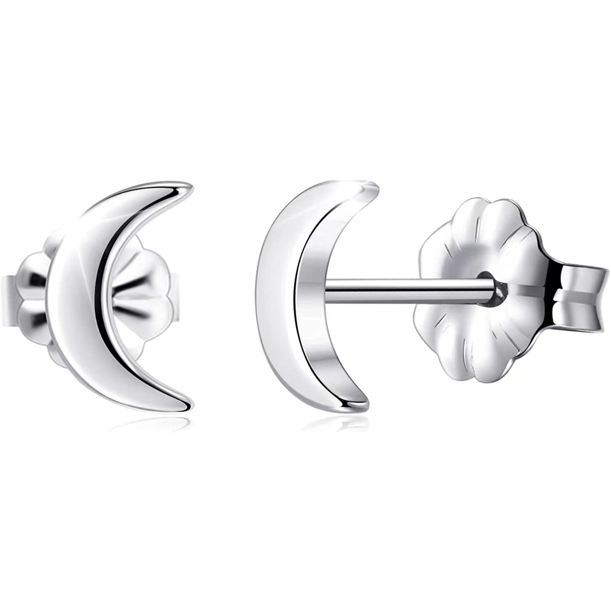 Titanium Round Heart Lightning Moon Earrings