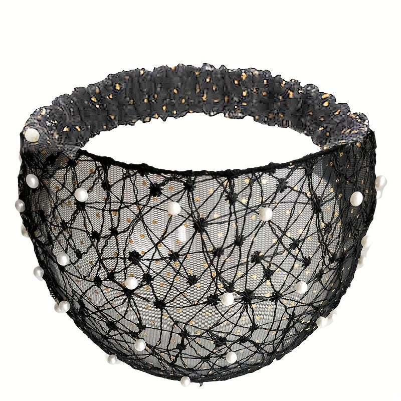 Vintage Boho Bandana Headband with Faux Pearl Stretch
