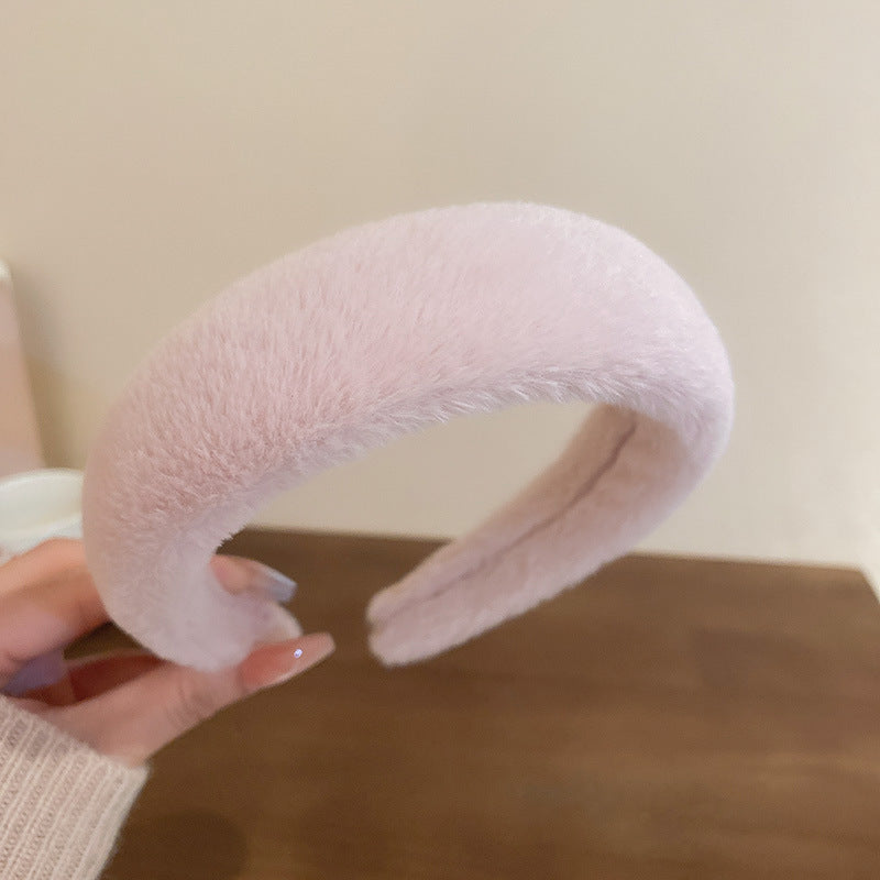 Sweet Vintage Hair Hoop for Girls - Furry Faux Hairband Headband