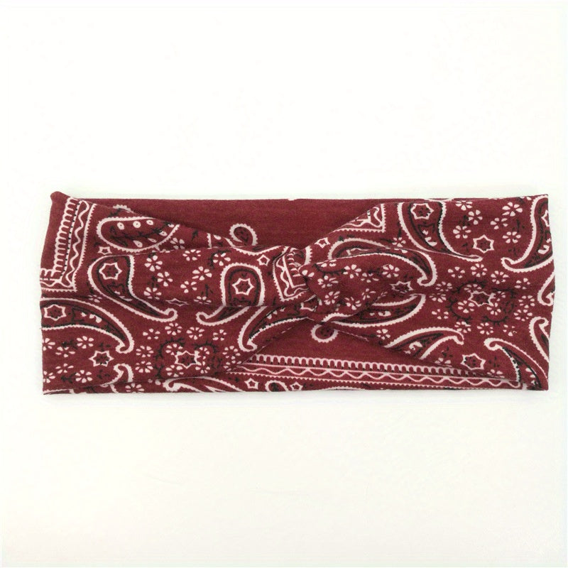 Boho Style Print Headband Yoga Sports Sweatband Turban