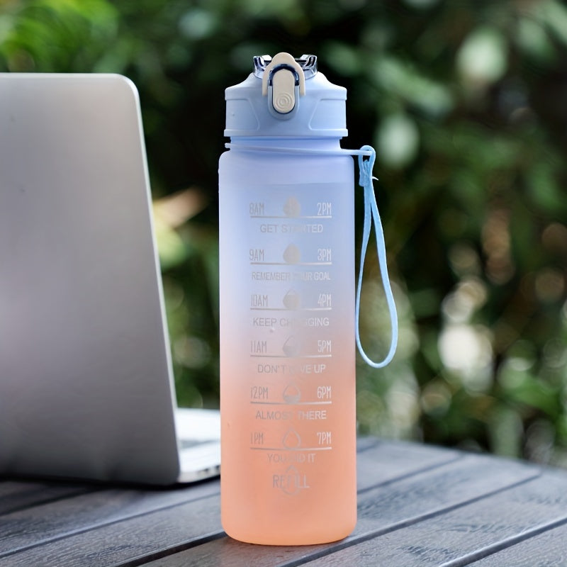300ml 750ml Motivational Water Bottle With Straw & Time Marker