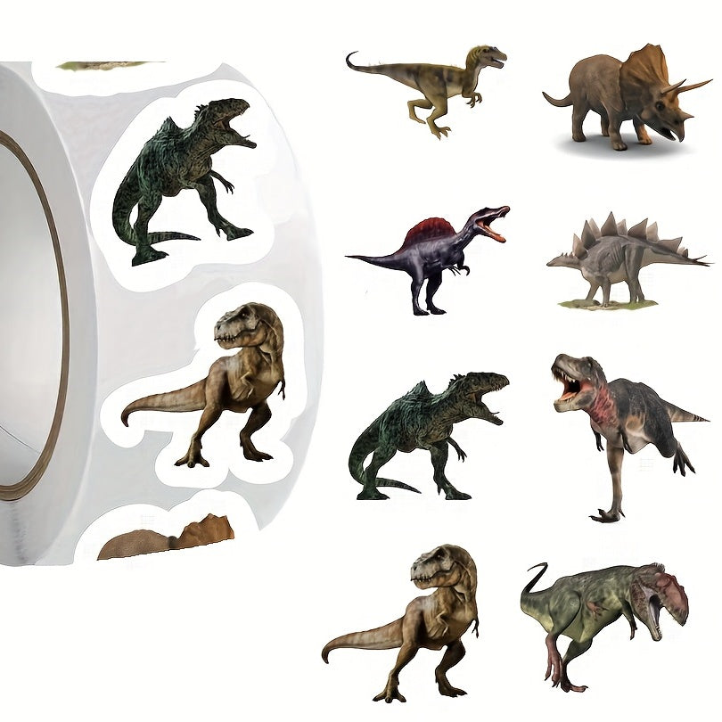 500pcs Dinosaur Sticker Roll Self Adhesive 1 Inch Labels Fun Patterns Scrapbooki