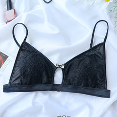 Contrast Lace Wireless Bra Cut Out Bra Women's Lingerie