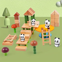 Chinese Style Bamboo Forest Building Blocks - Panda Element Model
