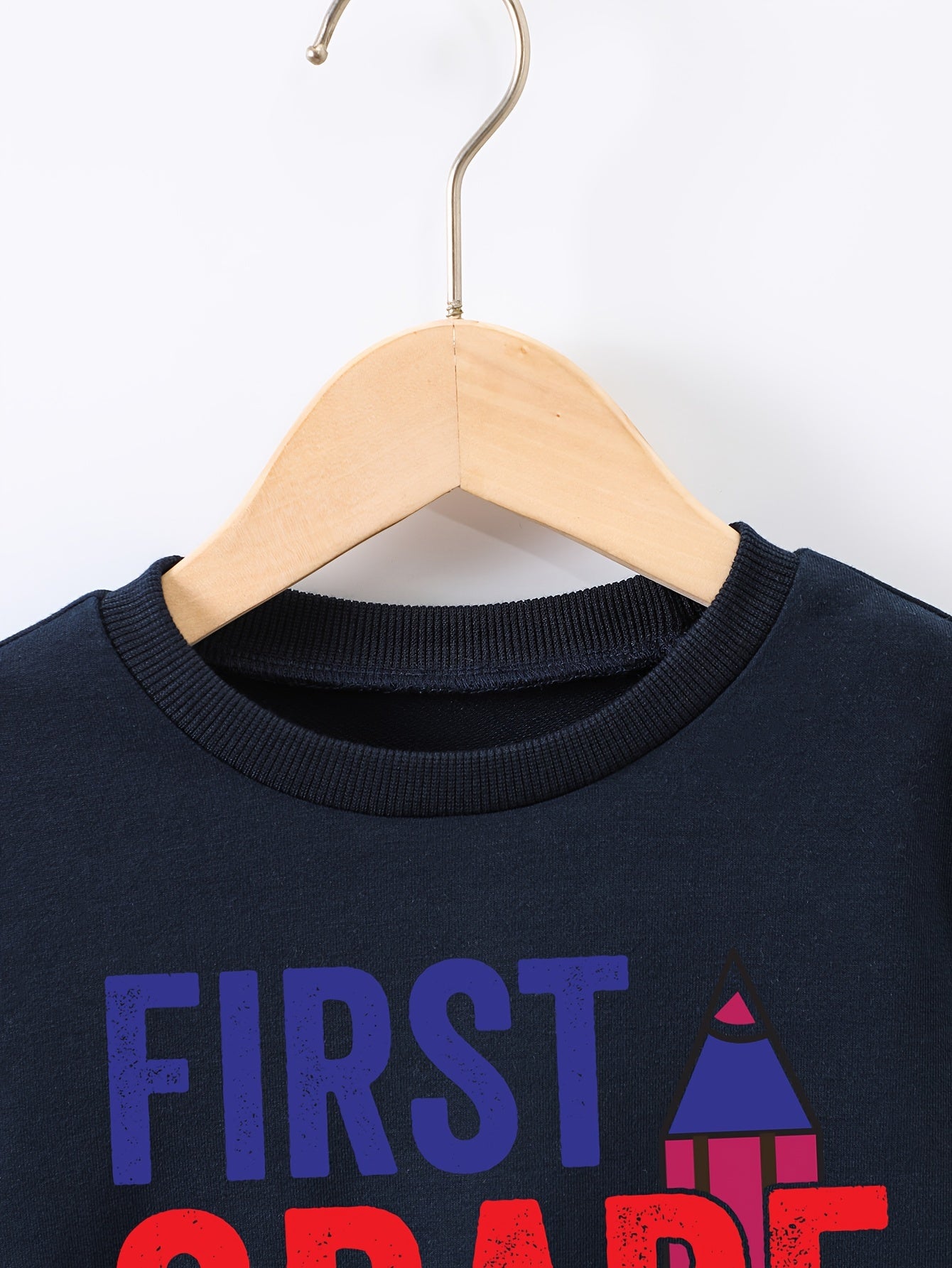 STUD Letter Print Boys Pullover Sweatshirt Crew Neck Tops