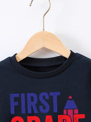 STUD Letter Print Boys Pullover Sweatshirt Crew Neck Tops