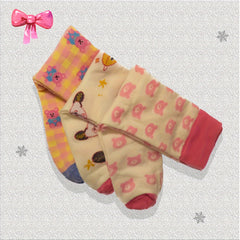 Bunny & Bear Print Mid Tube Socks Women's Stockings
