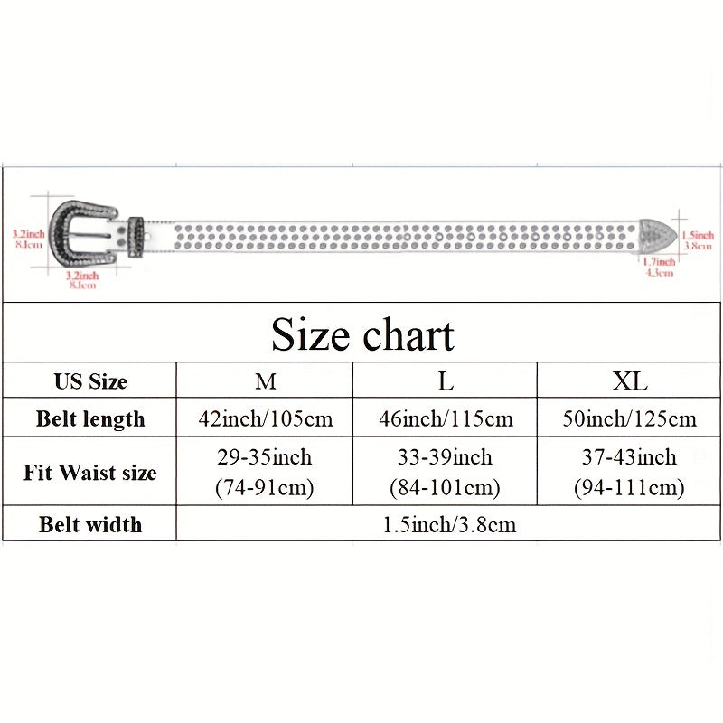 Rhinestone Belt Punk Western Cowboy Crystal Stone Belt For Jeans Dress