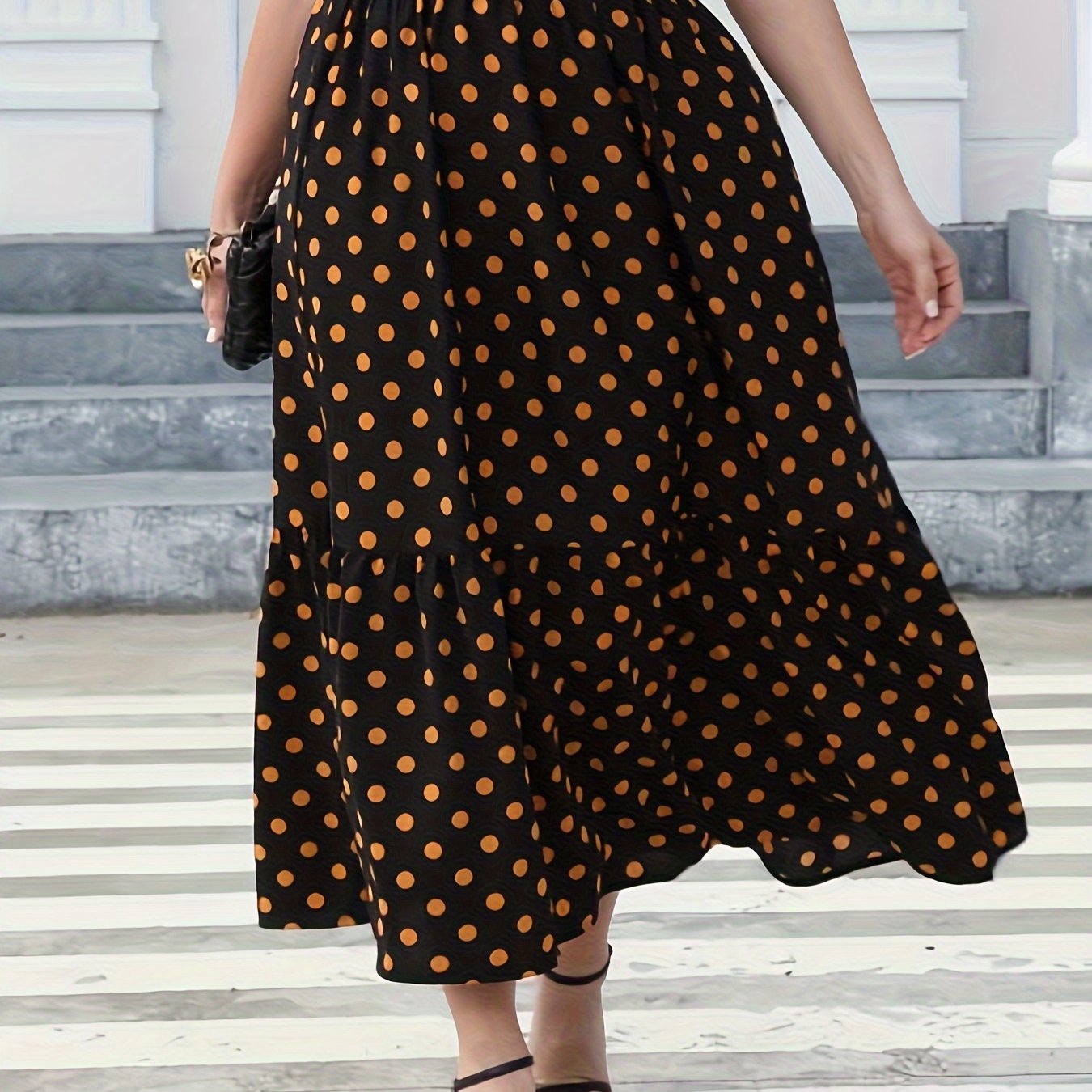  Casual Skirt Women's Plus Dot Print Smock Maxi Skirt