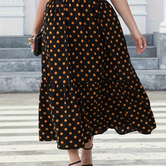  Casual Skirt Women's Plus Dot Print Smock Maxi Skirt