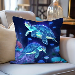 Noctilucent Turtle Pillowcase for Home Decoration 17.7 x 17.7