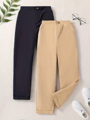 2pcs Boys Casual Solid Long Pants for Spring and Autumn Kids Clothing