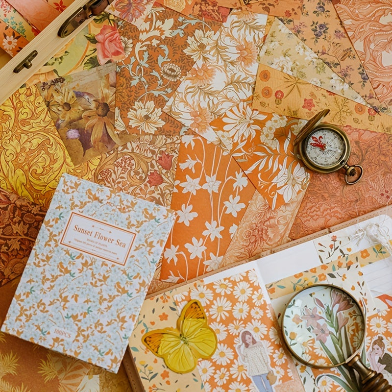 100pcs Plant Flower DIY Decorative Paper Crafting Collage Projects