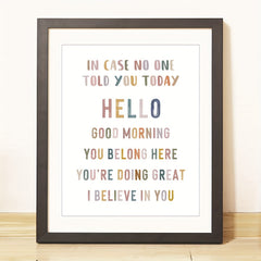 I Believe In You Classroom Wall Decor Positive Inspirational Quote 8x10in Print