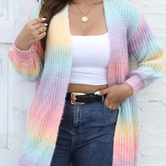  Rainbow Ombre Print Knit Cardigan