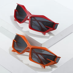 Wrap Around Sunglasses Block Sports Y2K Stylish Futuristic Cat Eye Glasses