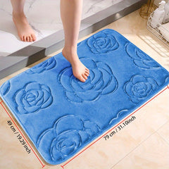 Rose Flower Patterned Bathroom Bath Mat Non-slip Carpet Memory Foam Mat 40