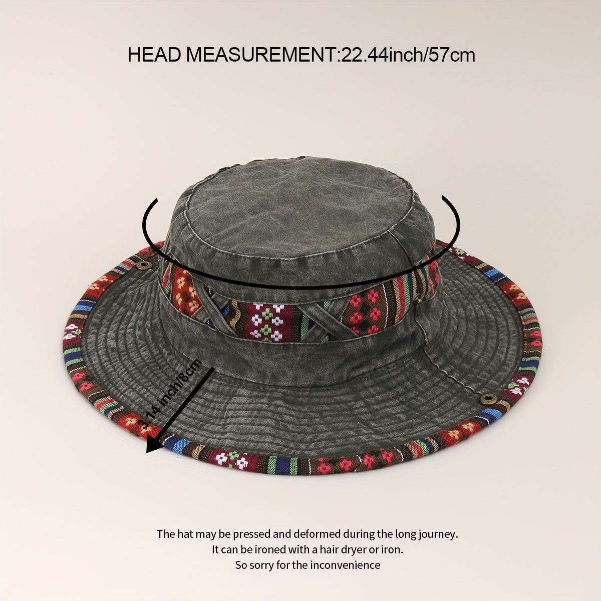 Vintage Stitching Washed Distressed Cowboy Sun Hat for Outdoor Sun Protection