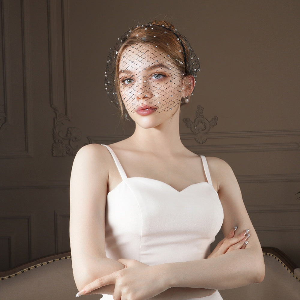 Wedding Face Veil Hairband Bride Headpiece Dramatic Effect Formal Events