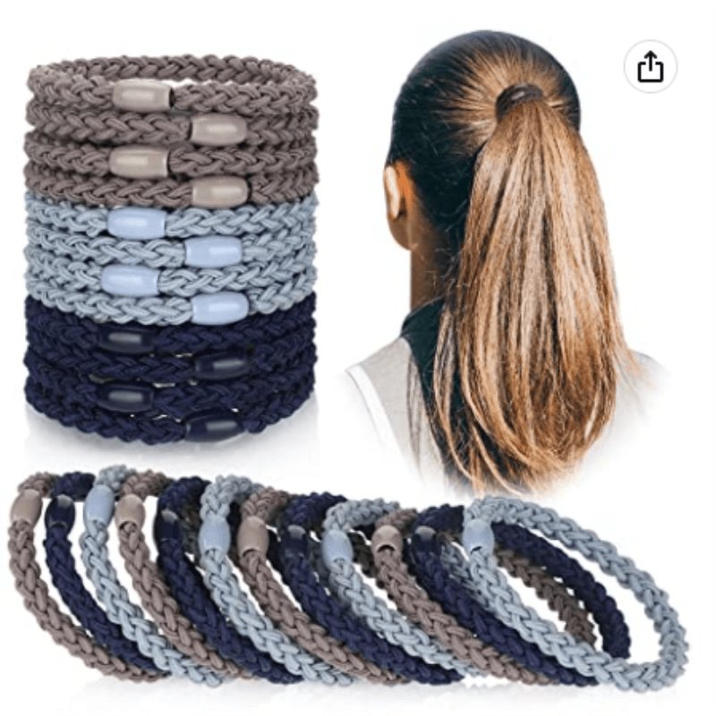 12pcs Elastic Hair Rope Braided Ponytail Hair Accessories Headband Hair Tie