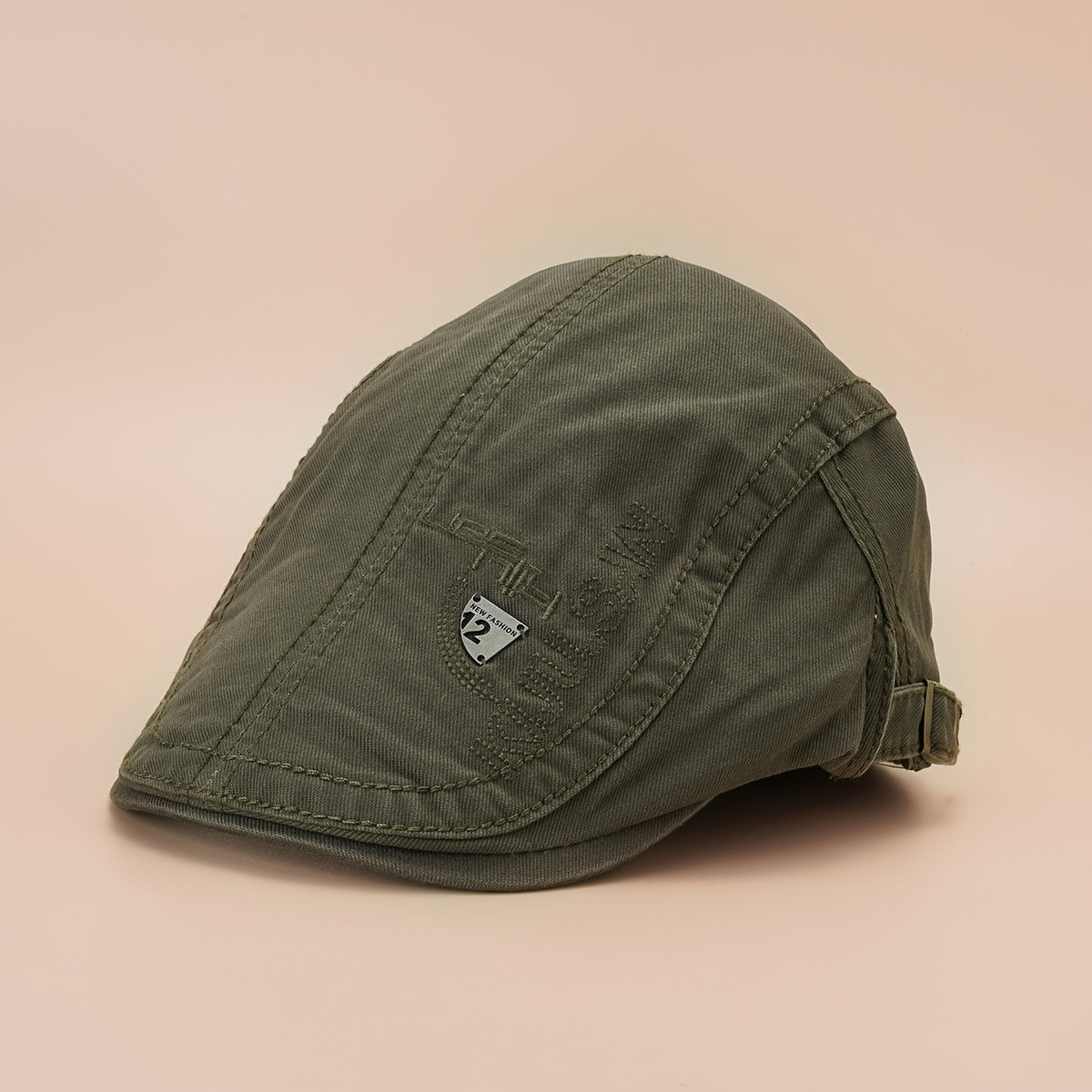 Solid Embroidery Beret Cap Lightweight Unisex Newsboy Hat