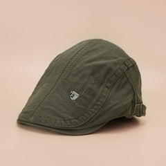 Solid Embroidery Beret Cap Lightweight Unisex Newsboy Hat
