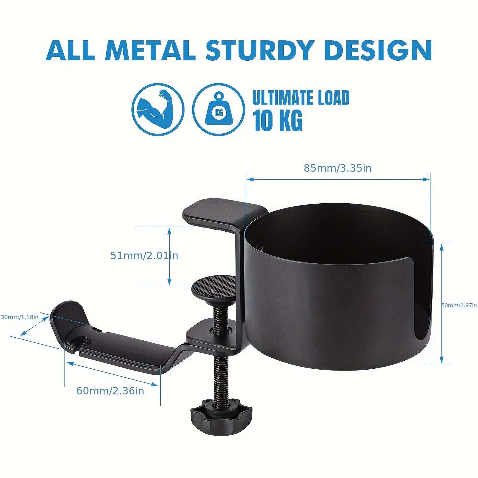 Desk Cup Holder Clamp & Headphone Hanger - Anti-Spill Coffee Holder