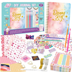 91pcs Girls' DIY Journal Kit Pink Glitter Cover Writing Set