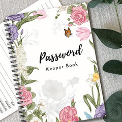 Pink Floral Spiral Password Notebook Logbook 1pc