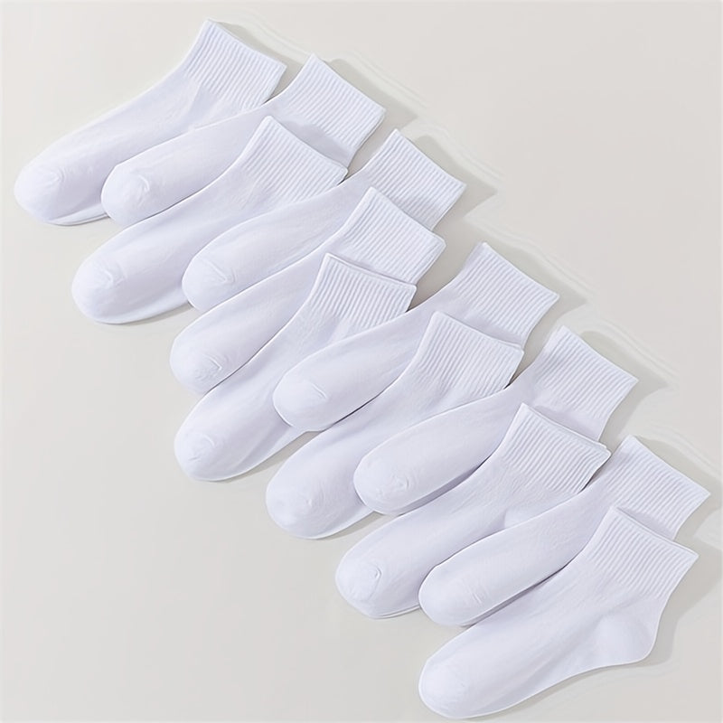 12 Pairs Solid Socks Comfy & Breathable All match Socks Women's Stockings