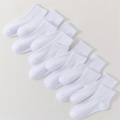 12 Pairs Solid Socks Comfy & Breathable All match Socks Women's Stockings