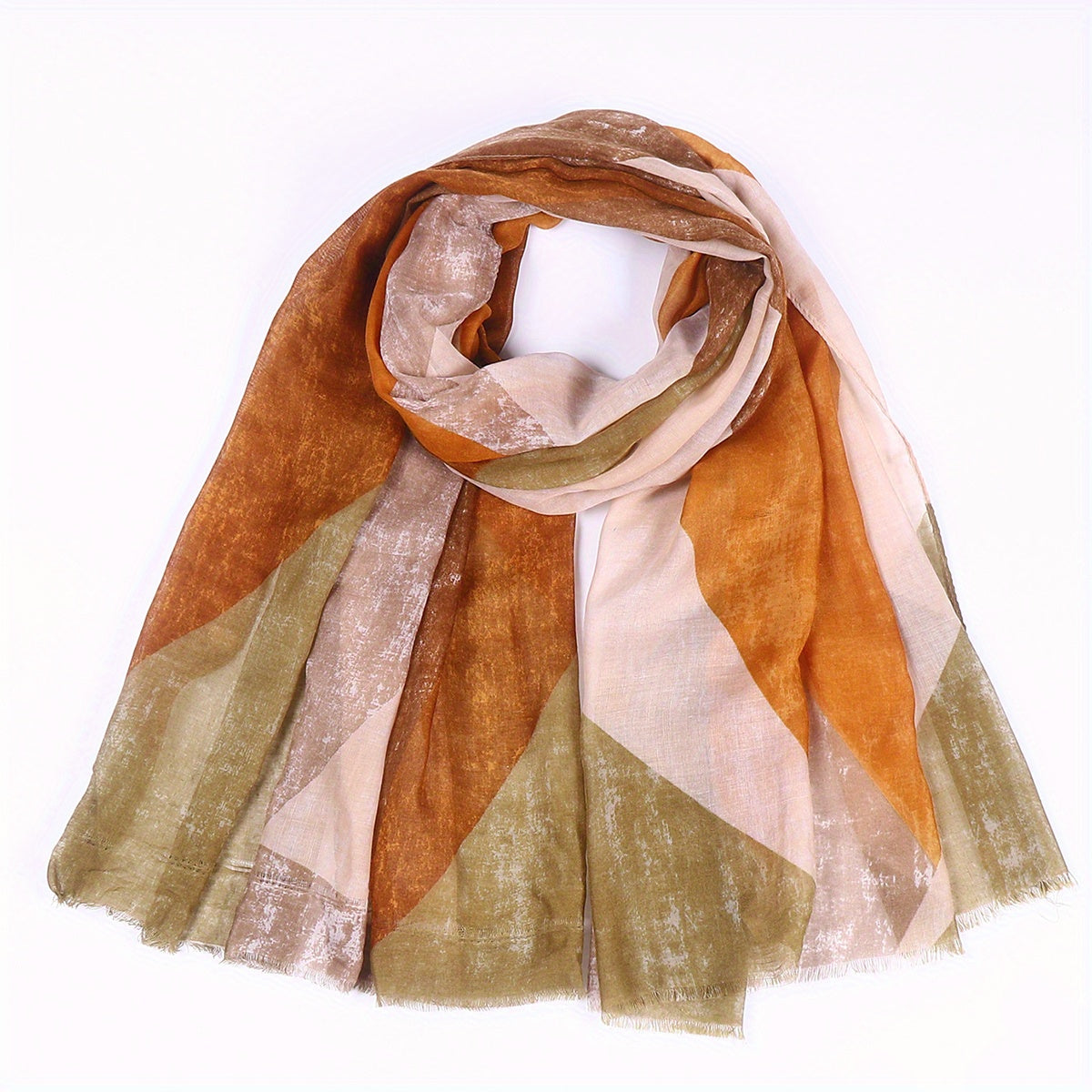 Tie Dye Print Shawl Raw Edge Scarf