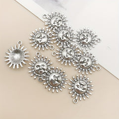 10pcs Antique Silver Sun Shape Charms Pendant for DIY Jewelry