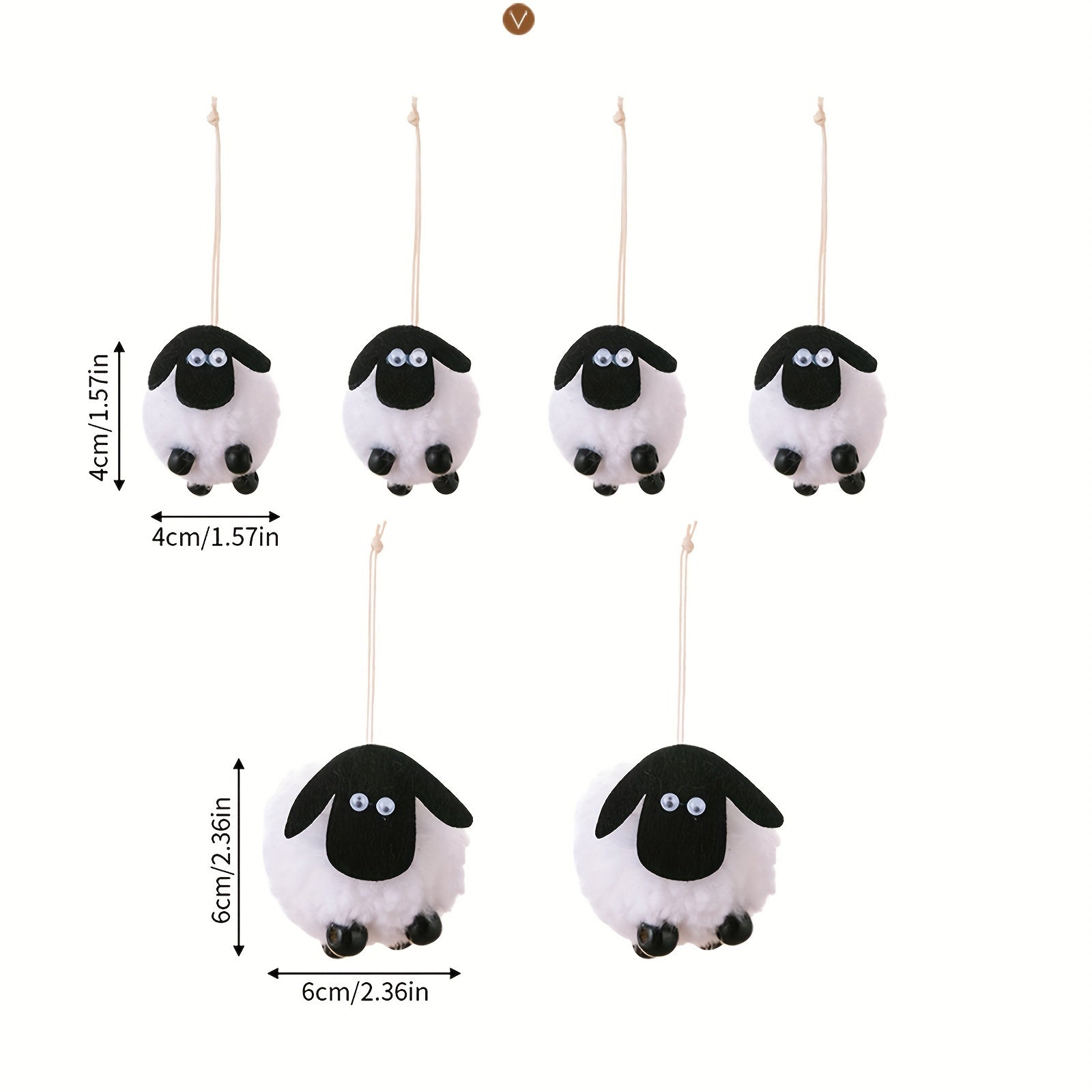 6pcs Lamb Decoration Pendant, 2 Large & 4 Small, Sheep Hanging Ornaments