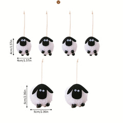 6pcs Lamb Decoration Pendant, 2 Large & 4 Small, Sheep Hanging Ornaments