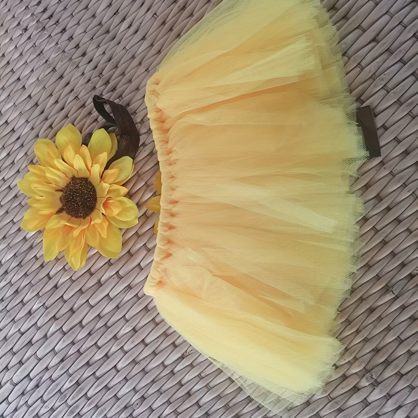 Newborn Baby Sunflower Tutu Bow Skirt Toddler Girls Headdress Flower Photog