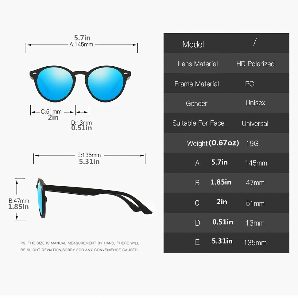 Men's Polarized Sunglasses Round Frame Driver Fishing Glasses UV400