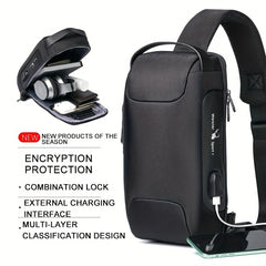 WEIXIER Men's Waterproof Waist Bag USB Charging Lock Gift For Father